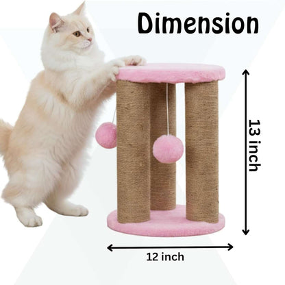 Cat Sisal Scratching Post with Hanging Ball, Playing Cat tree (Height 14 Inch)