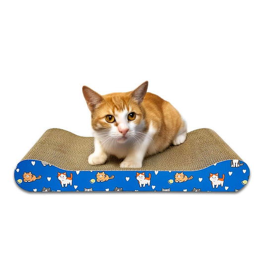 2 in 1 Reversible Cat Scratcher with cat nip for Cats and Kittens, Cardboard Scratch Pad, Toys for Cats and Kittens (Curve)