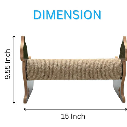 Cat Shaped Scratching Post with Natural Rope, Wooden Base Design, Wall-Mounted Horizontal and Vertical Options (15x9.5 inch)