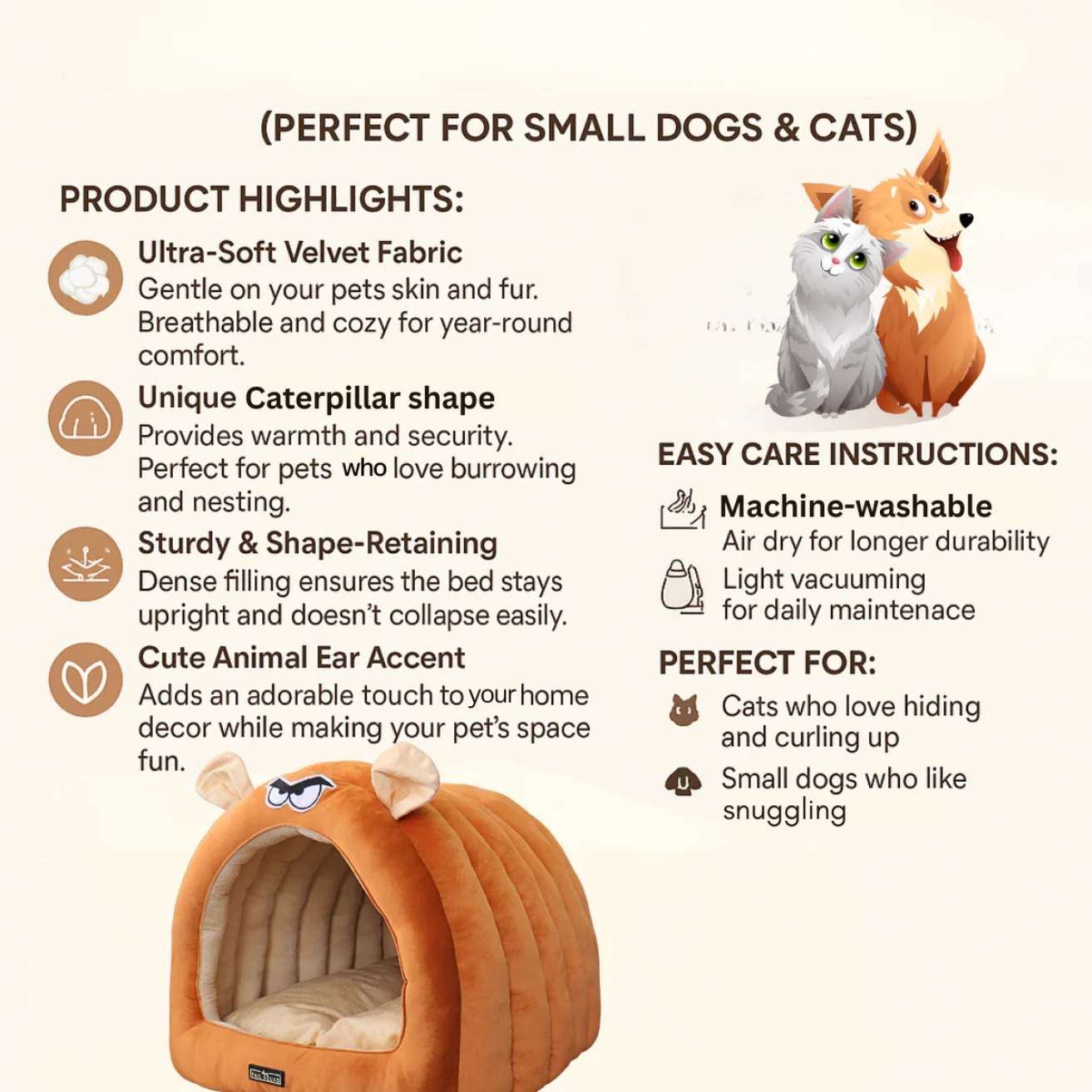 Caterpillar Hut for Dogs (Beige)