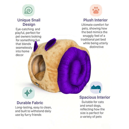 Snail Cave Dogs & Cats  Bed (Purple & Beige)