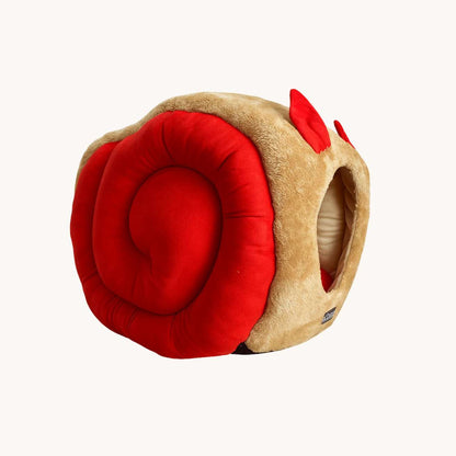 Snail Cave Pet Bed (Red & Beige)