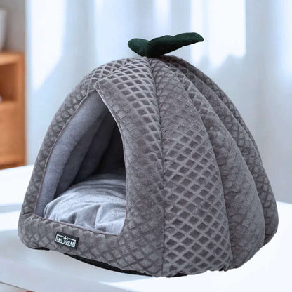 Premium Soft Pumpkin-Shaped Cat & Dog Hut (Grey)