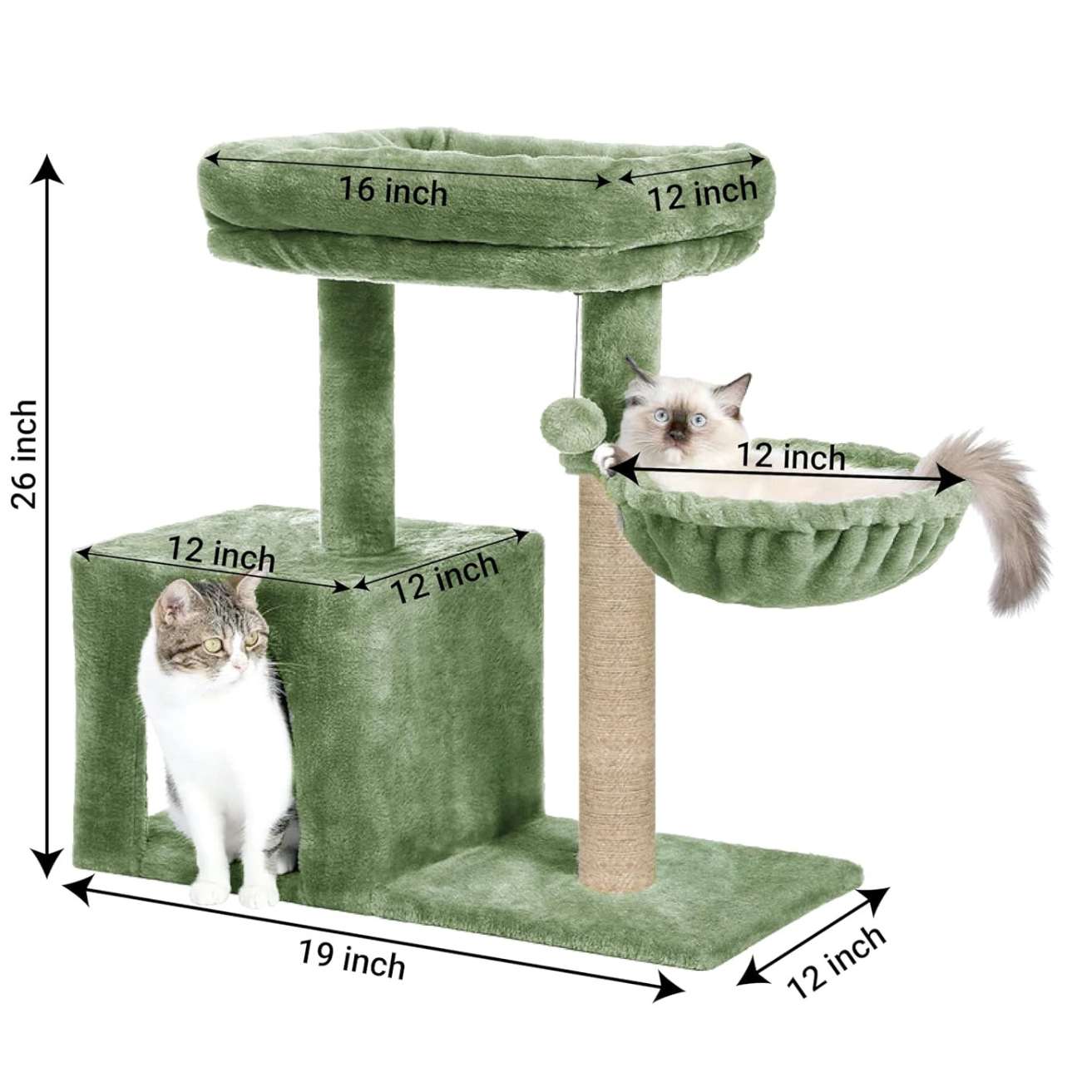 Cat Tree with Scratching Posts, Hammock and Perches(Green)