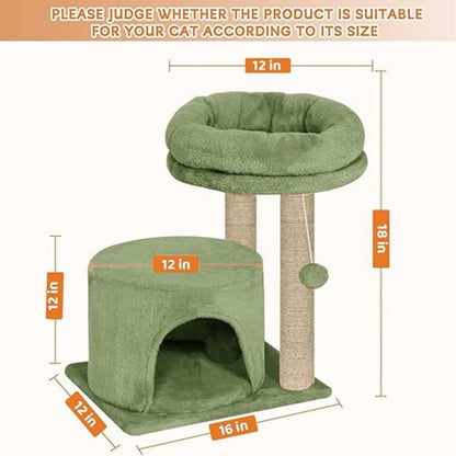 Cat Tree with Condo and Perch, 18 inch Height, 12 inch Condo, 16 inch Perch