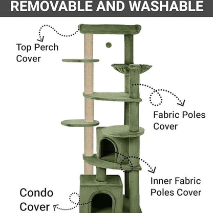 Multi-Level Cat Tree for Indoor Cats | Large Cat Tower with Condo, Top Bed & Scratching Posts (80 INCH)