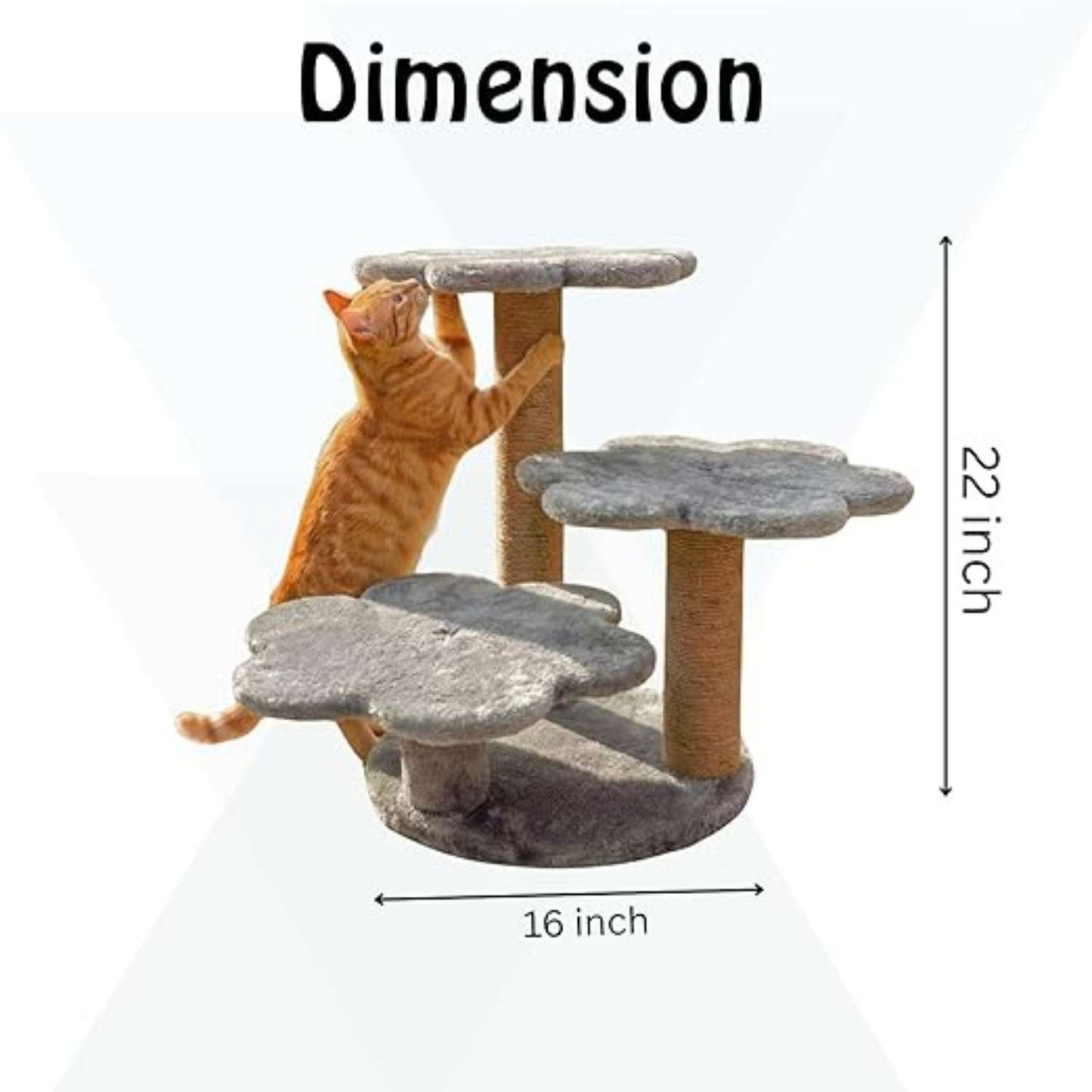 Flower Cat Tree Tower with Scratching Post – 22” Multi-Level Plush Cat Climbing Furniture (Green/Grey)