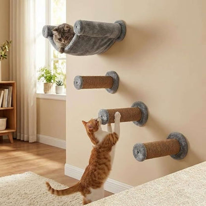 Wall-Mounted Cat Hammock 16x11 – Grey Plush Elephant Design Cat Wall Bed