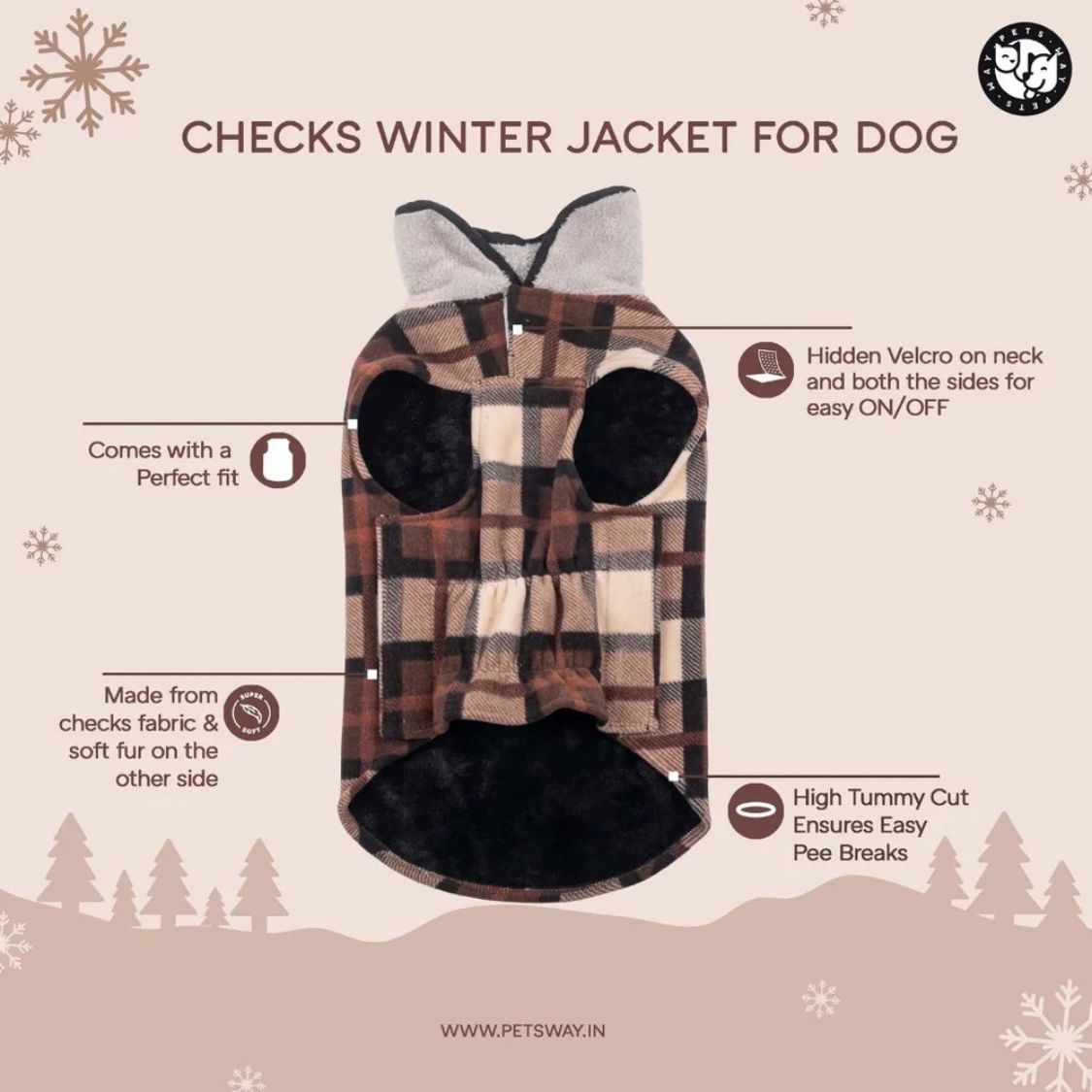 Dog Jacket | Dog Winter Clothing for Cold Weather - Checkered