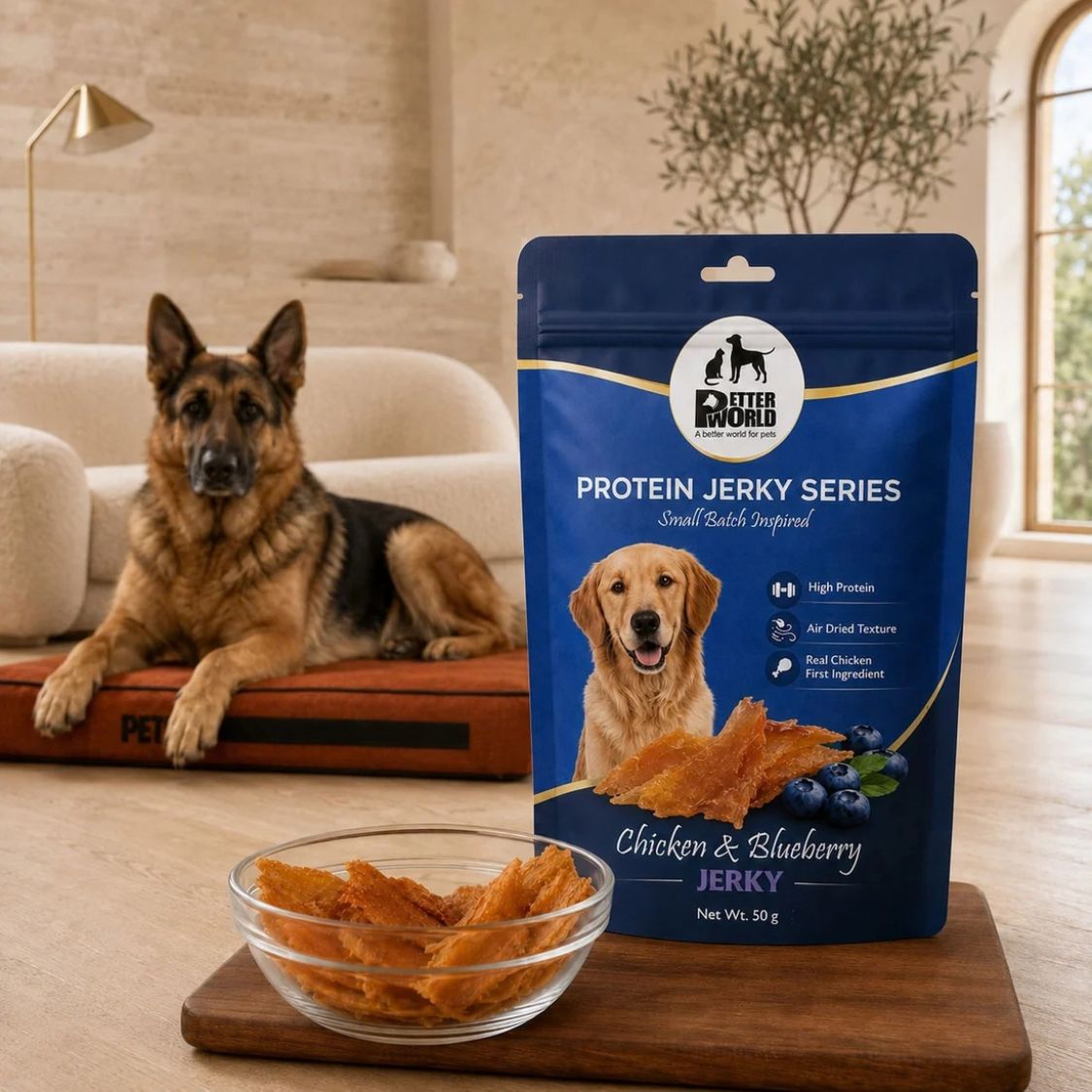Dog Snacks | Premium Chicken Jerky Dog Treats with Blueberry