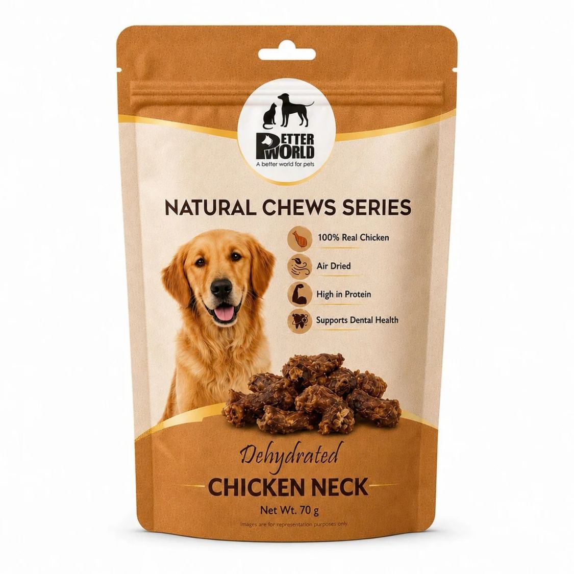 Dog Natural Treats | Crunchy Dehydrated Chicken Neck for Dogs 70g