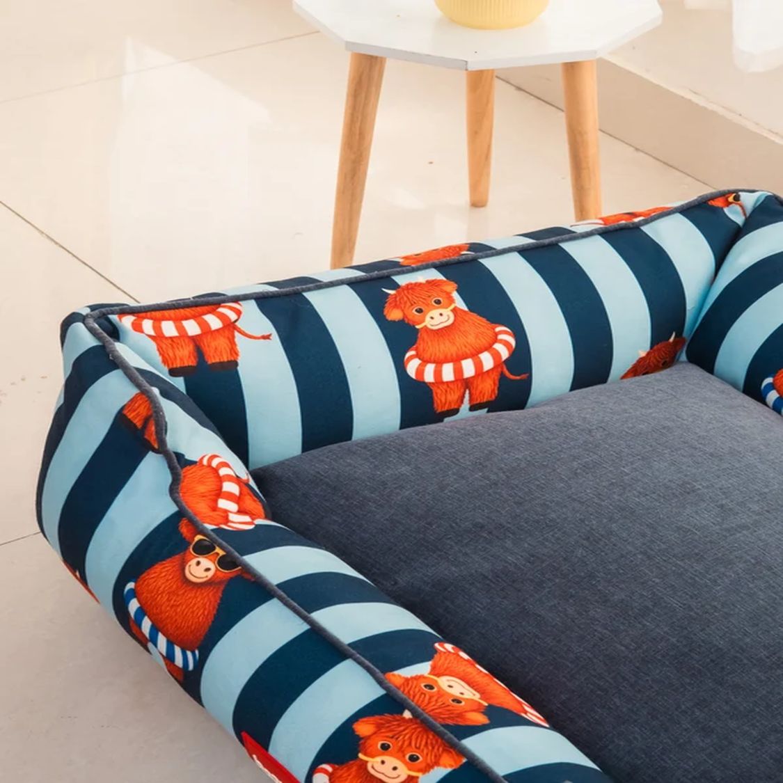 Dog Bed | Raised Side Pet Bed for Cozy Indoor Sleep & Rest - Blue