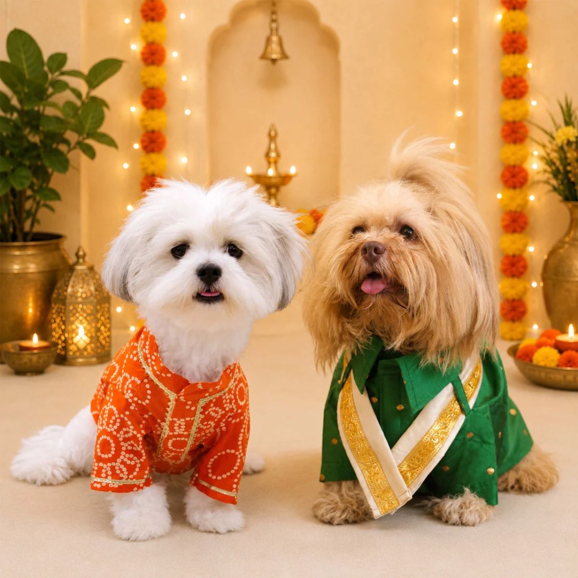 Dog Kurta Combo | Soft Cotton Ethnic Pet Wear | Festive Dog Clothes