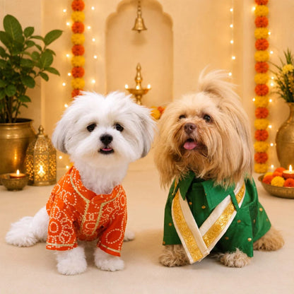 Dog Kurta Combo | Soft Cotton Ethnic Pet Wear | Festive Dog Clothes