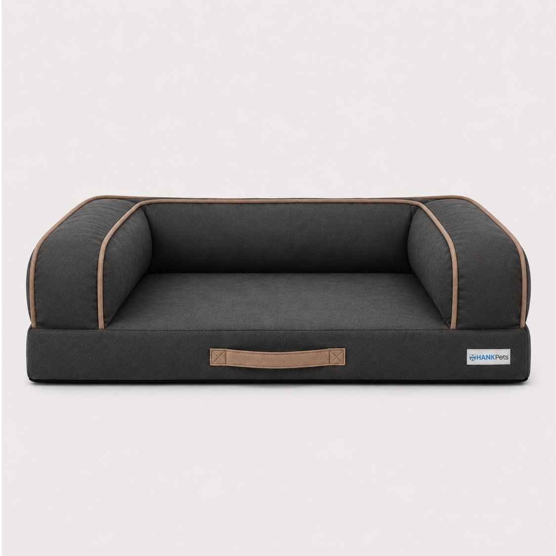 HANK CloudRest Dog Bed – Orthopedic Dog Sofa Bed, Washable & Anti-Slip Pet Bed(Grey Black)