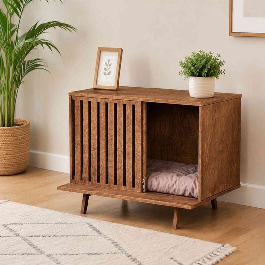 Modern Mid | Century Cat House | Indoor Wooden Cat Cabin