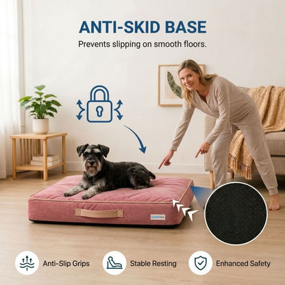 HANK CloudRest Premium Mattress Dog Bed | Anti Skid & Machine Washable (Pink)