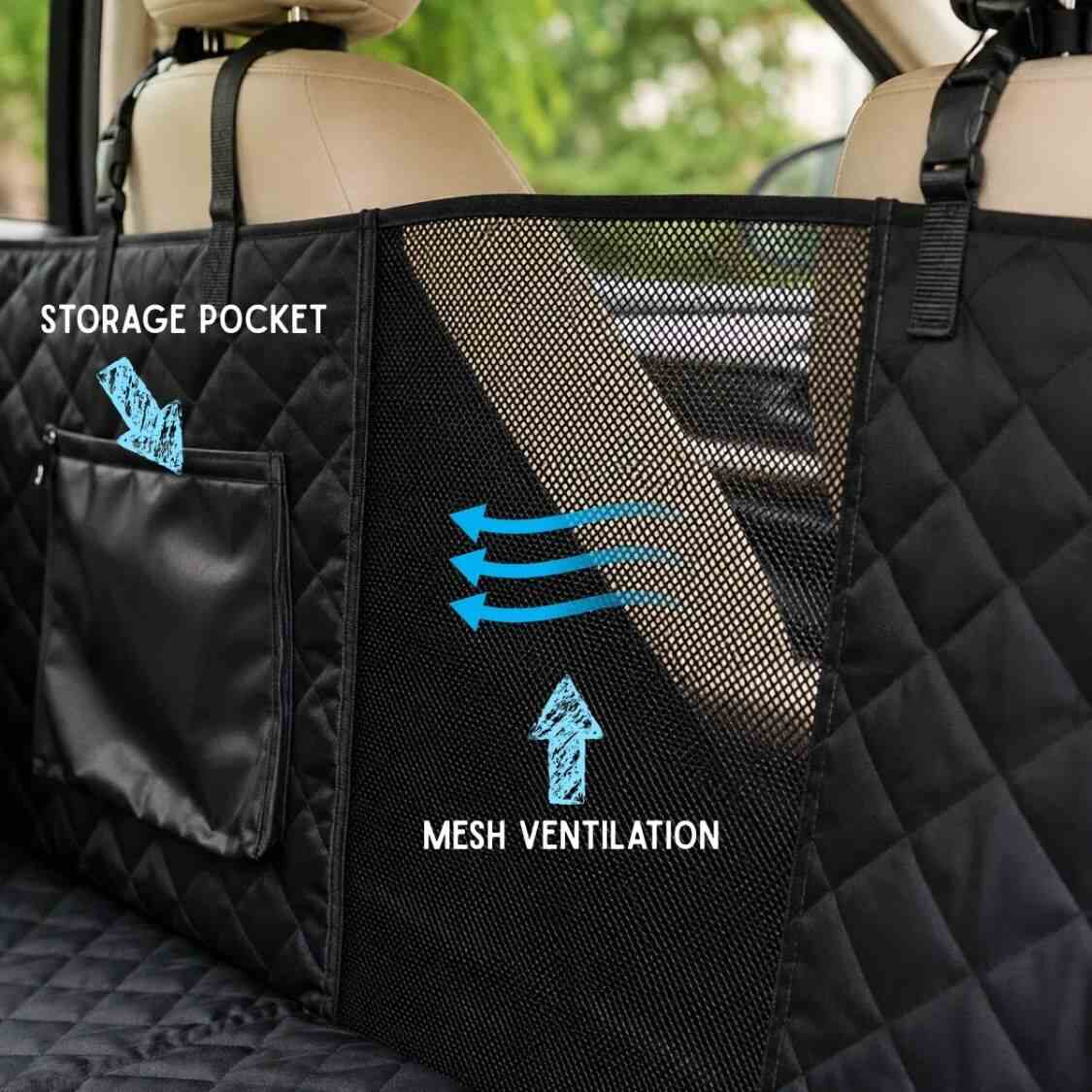 Dog Car Seat Cover with Hard Bottom | Waterproof Pet Hammock for Back Seat Travel
