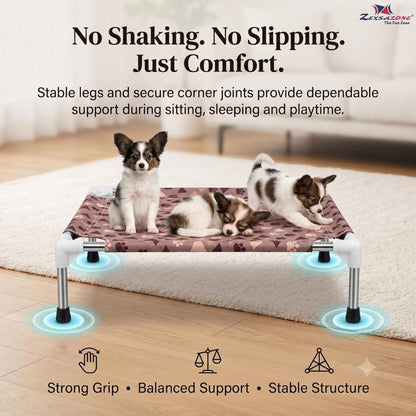 Dog Bed | Elevated Dog Bed for Small Pets & Cats with Steel Frame