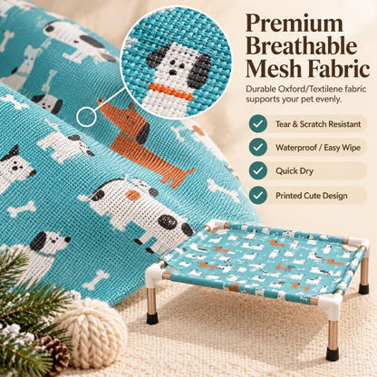 Dog Bed | Elevated Dog Bed for Small Pets & Cats with Steel Frame