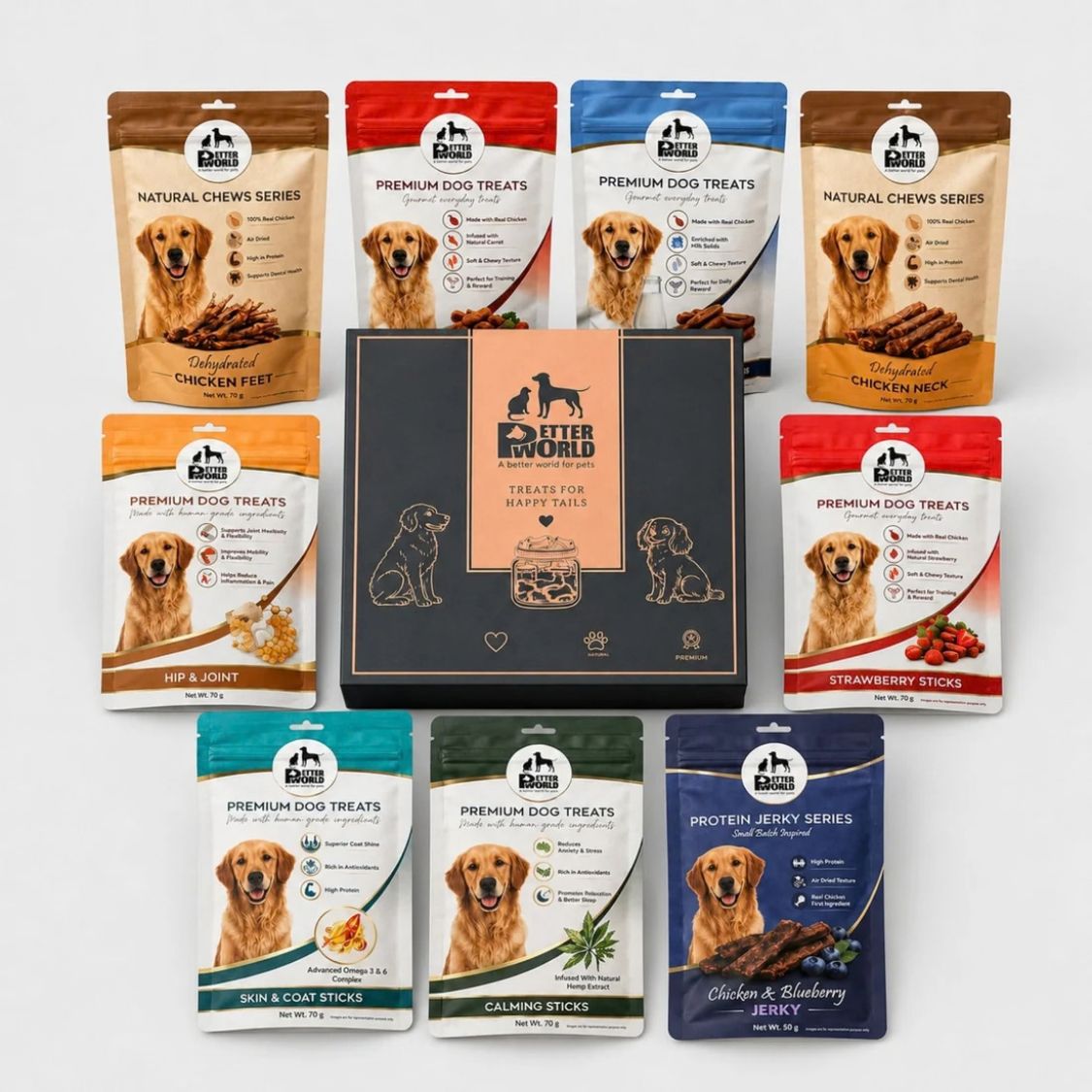 Dog Snacks | Dog Treat Gift Box with Chicken Jerky and Natural Chewsa