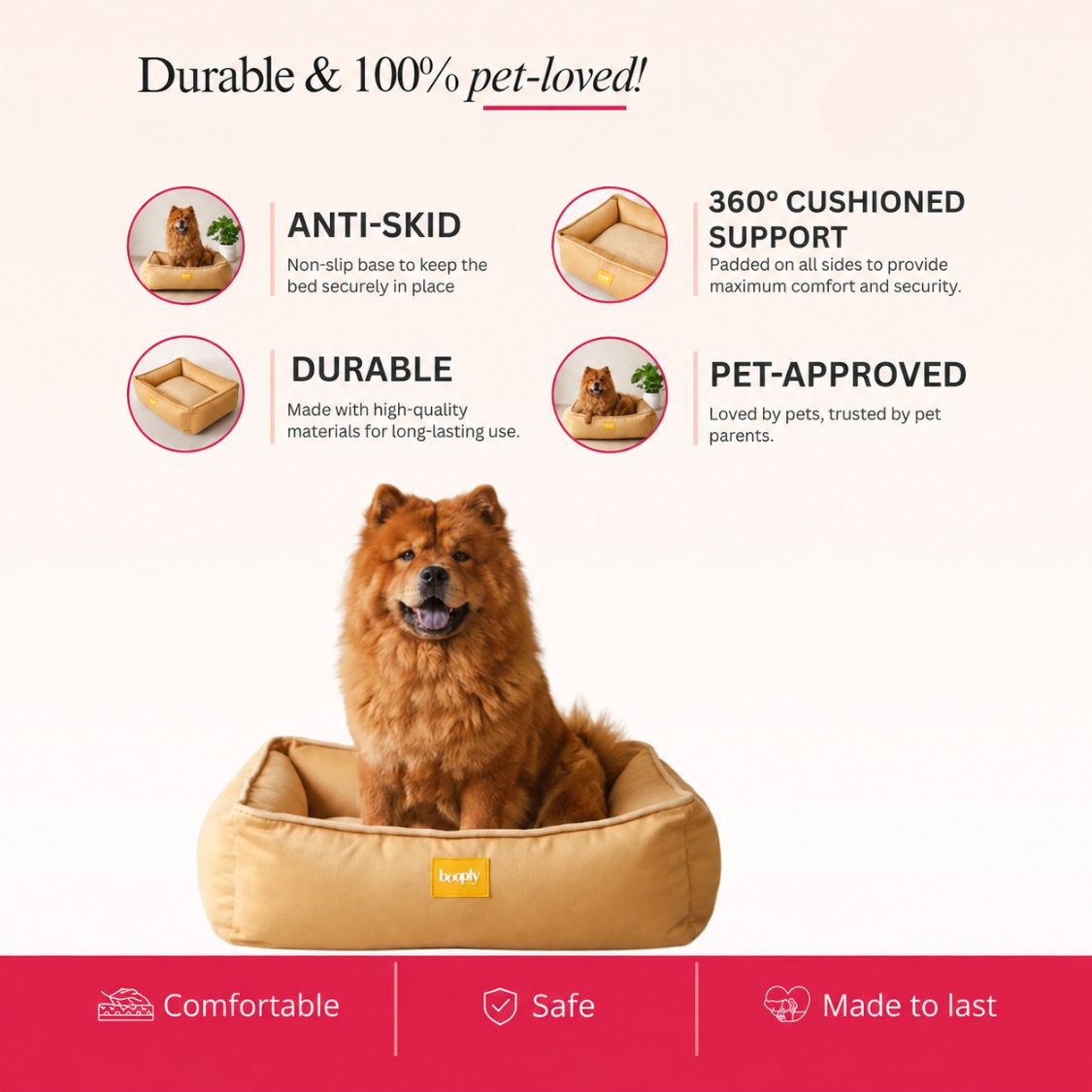 Dog Bed | Pet Bed Soft Cushioned  for Puppies & Adult Dogs