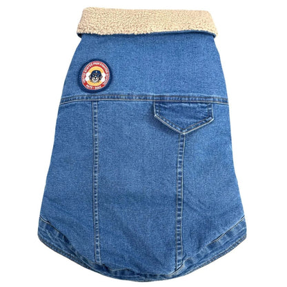 Dog Denim Jacket | Dog Winter Jacket with Soft Sherpa Lining