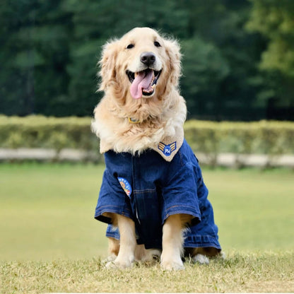 Dog Denim Jacket | Dog Jacket with Warm Sherpa Lining