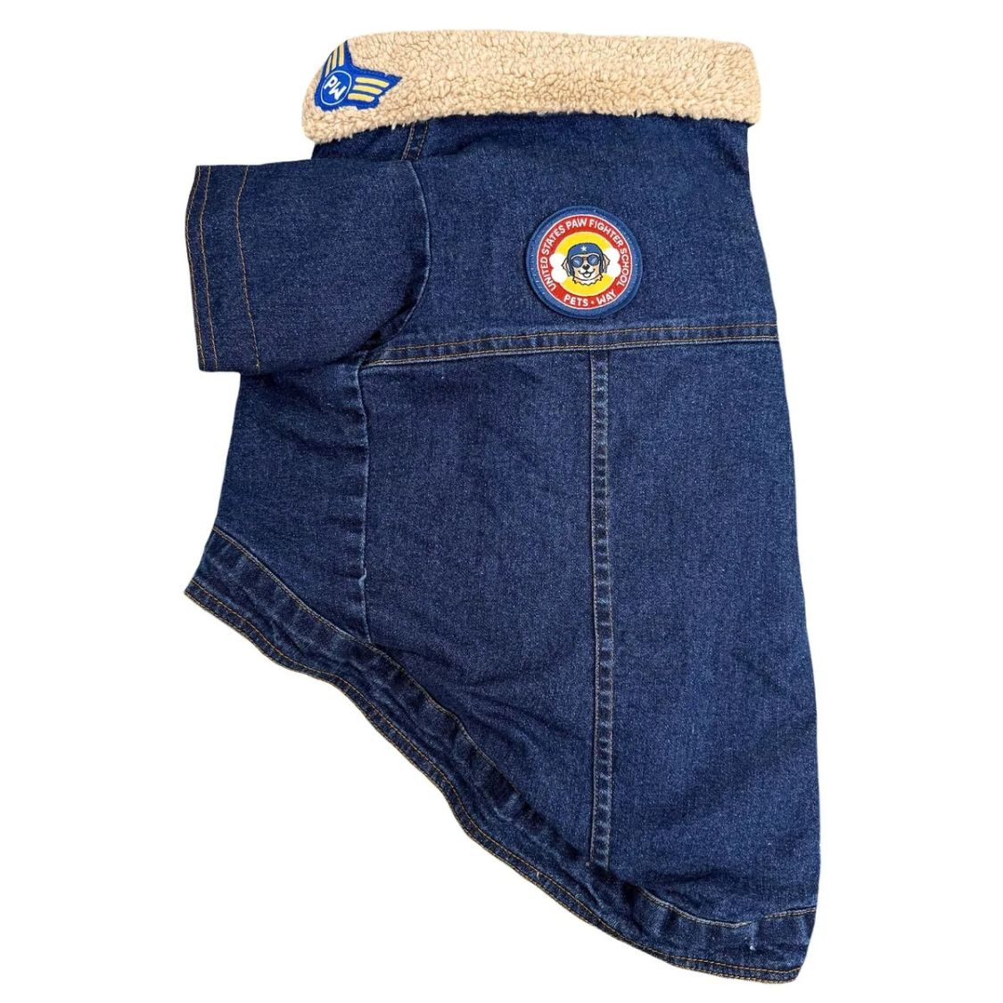 Dog Denim Jacket | Dog Jacket with Warm Sherpa Lining