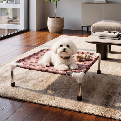 Dog Bed | Elevated Dog Bed for Small Pets & Cats with Steel Frame