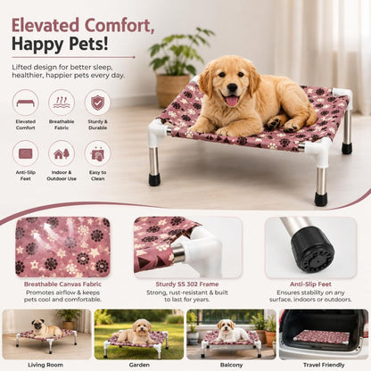Dog Bed | Elevated Dog Bed for Small Pets & Cats with Steel Frame