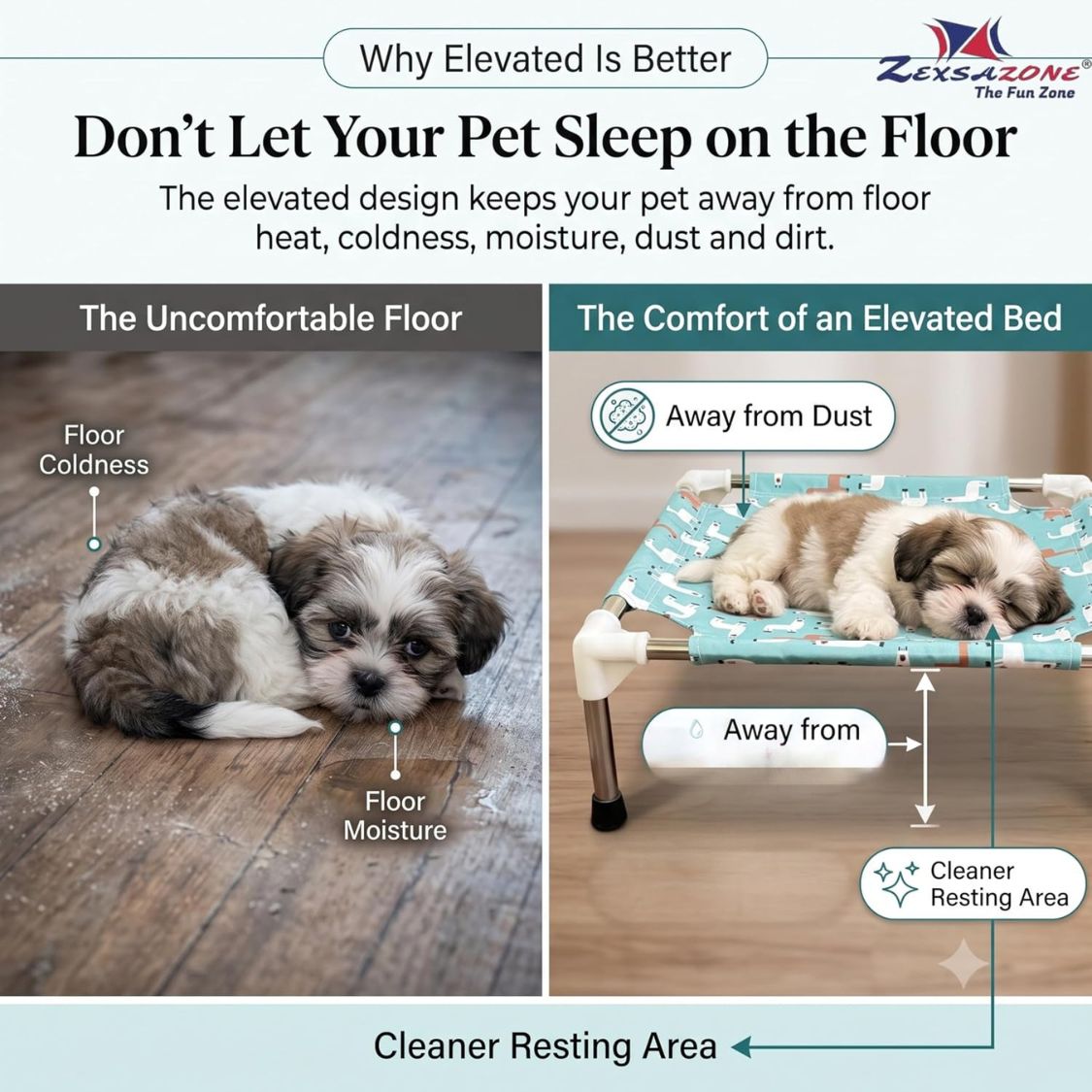 Dog Bed | Elevated Dog Bed for Small Pets & Cats with Steel Frame