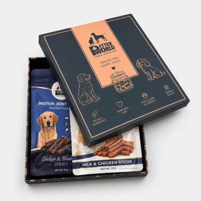 Dog Snacks | Dog Treat Gift Box with Chicken Jerky and Natural Chewsa