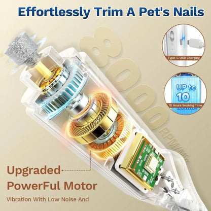 Dog Nail Grinder | Dog Nail Clipper with LED USB Rechargeable 2-in-1 Pet Nail Trimmer for Dogs & Cats