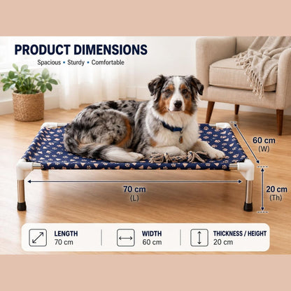 Dog Bed | Elevated Dog Bed for Medium Dogs & Cats with Steel Frame