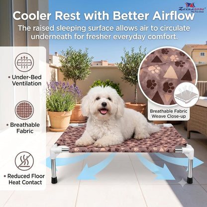 Dog Bed | Elevated Dog Bed for Small Pets & Cats with Steel Frame