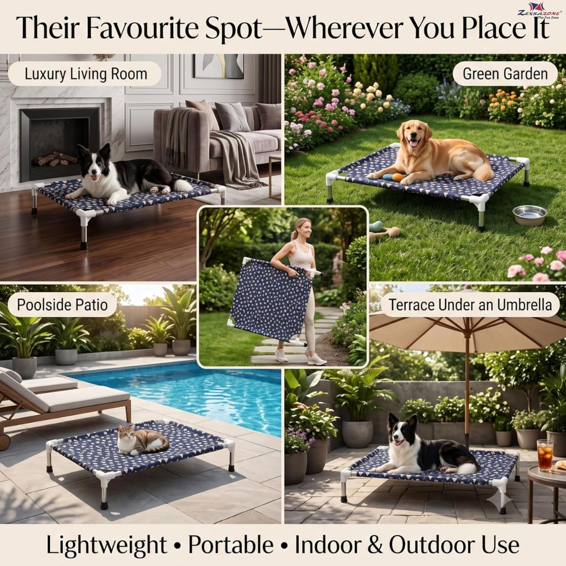 Dog Bed | Elevated Dog Bed for Medium Dogs & Cats with Steel Frame