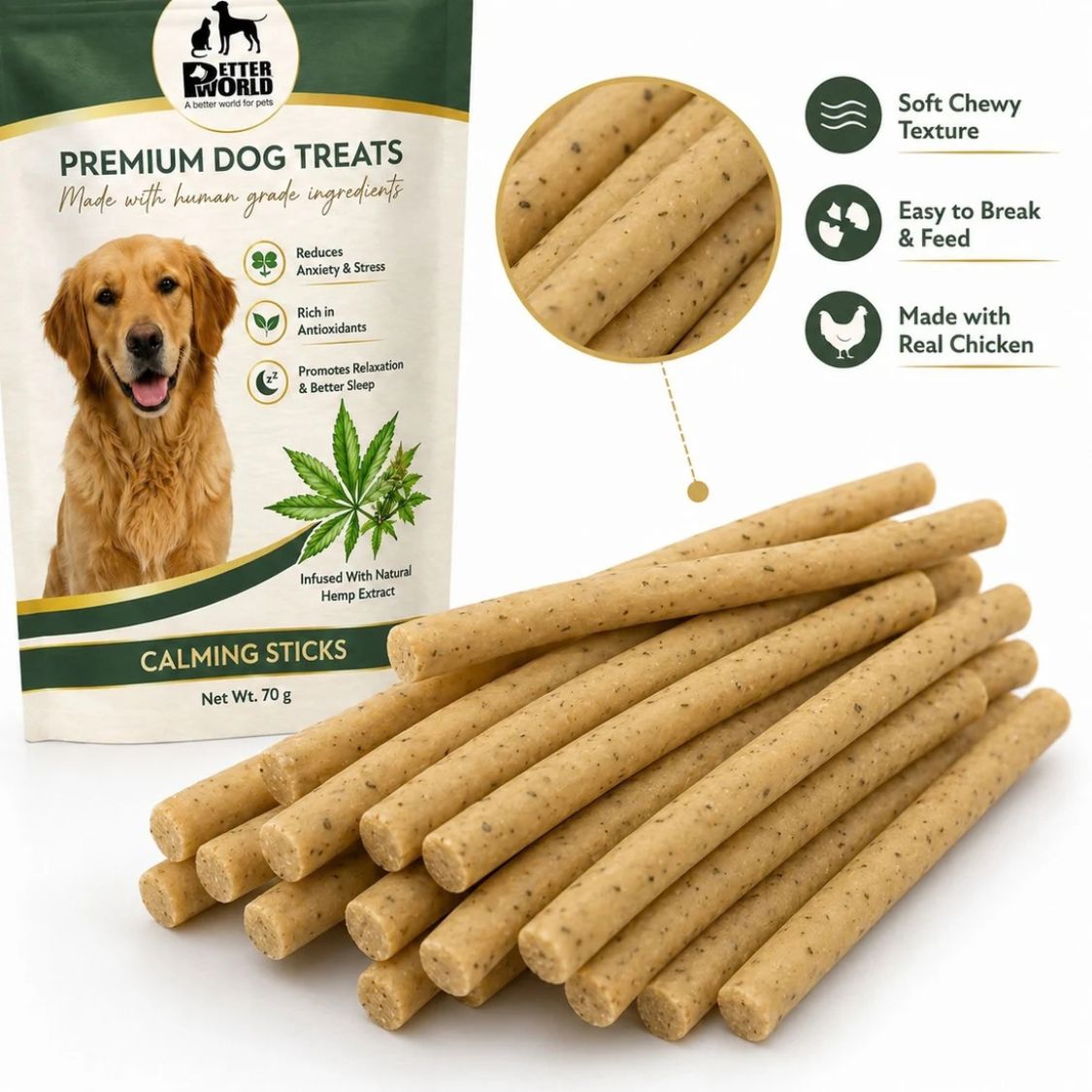 Dog Treats | Dog Anxiety Relief Treats with Hemp Oil and Chicken