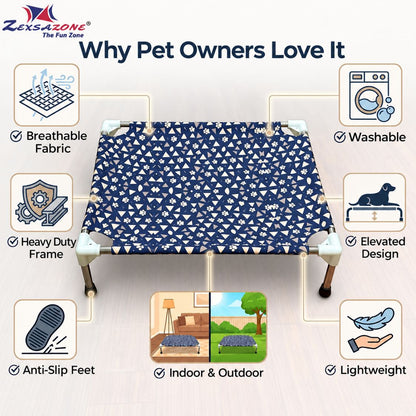 Dog Bed | Elevated Dog Bed for Medium Dogs & Cats with Steel Frame