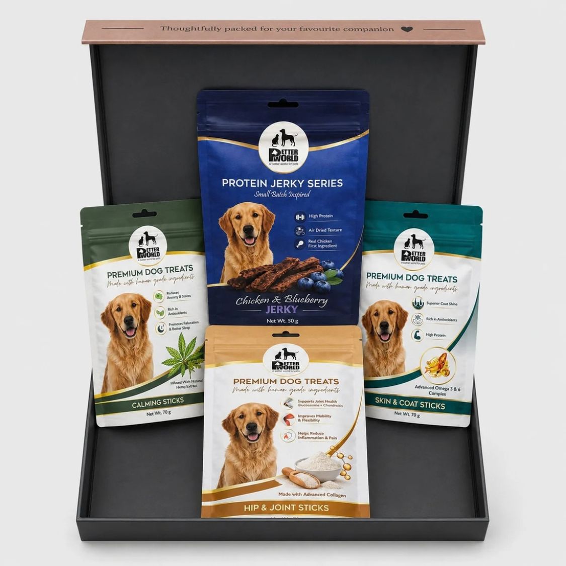 Dog Treat Gift Box | Dog Treats Hamper with Wellness Sticks and Jerky