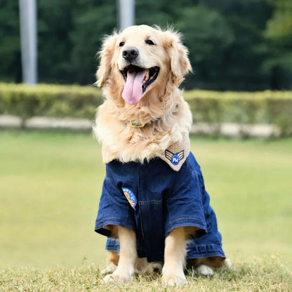 Dog Denim Jacket | Dog Jacket with Warm Sherpa Lining