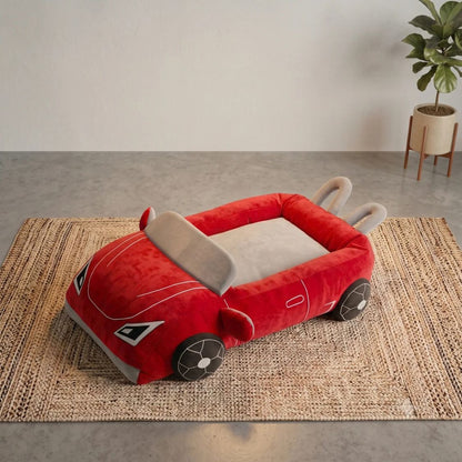 Dog Bed Sports Car  | Puppy Comfort Bed Furr-ari for Small Breeds - Red