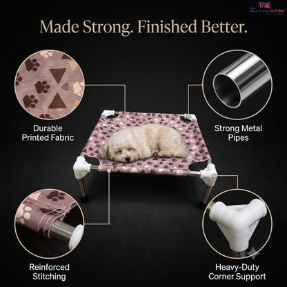 Dog Bed | Elevated Dog Bed for Small Pets & Cats with Steel Frame