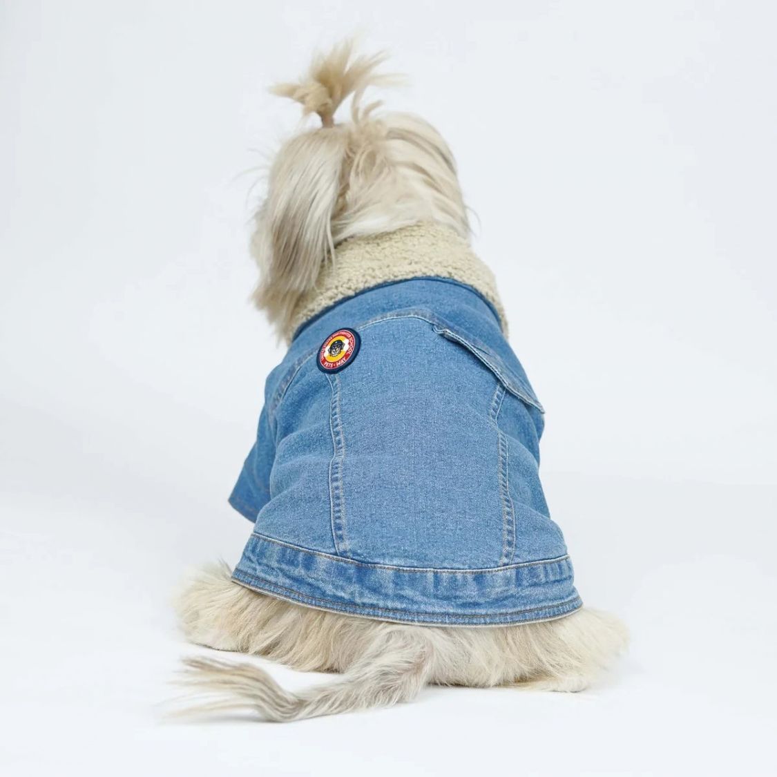 Dog Denim Jacket | Dog Winter Jacket with Soft Sherpa Lining