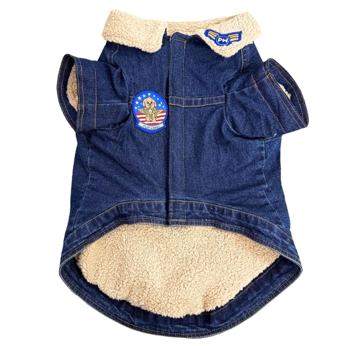 Dog Denim Jacket | Dog Jacket with Warm Sherpa Lining