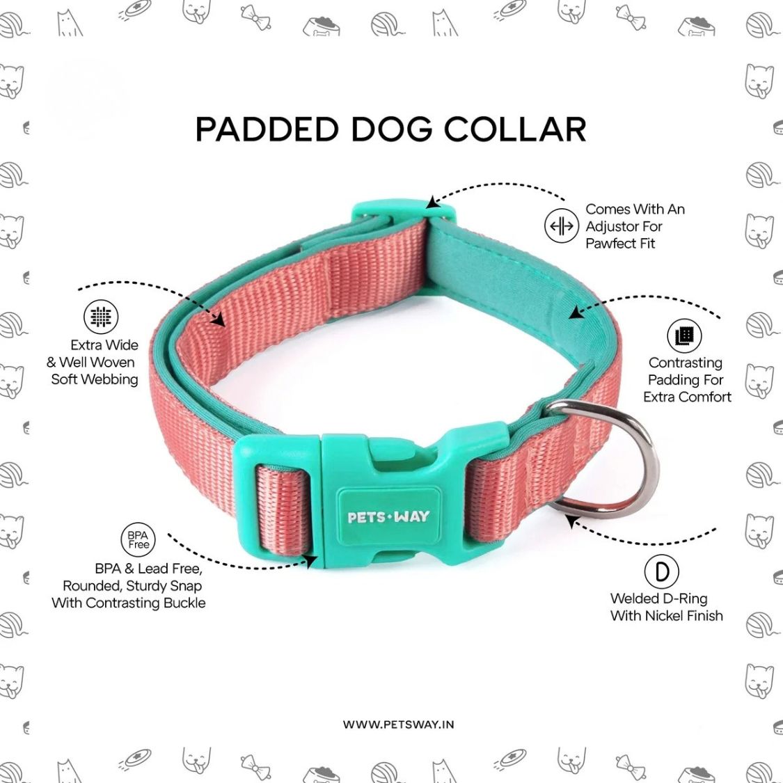 Dog Padded Collar | Dog Adjustable Collar for Daily Walks & Training