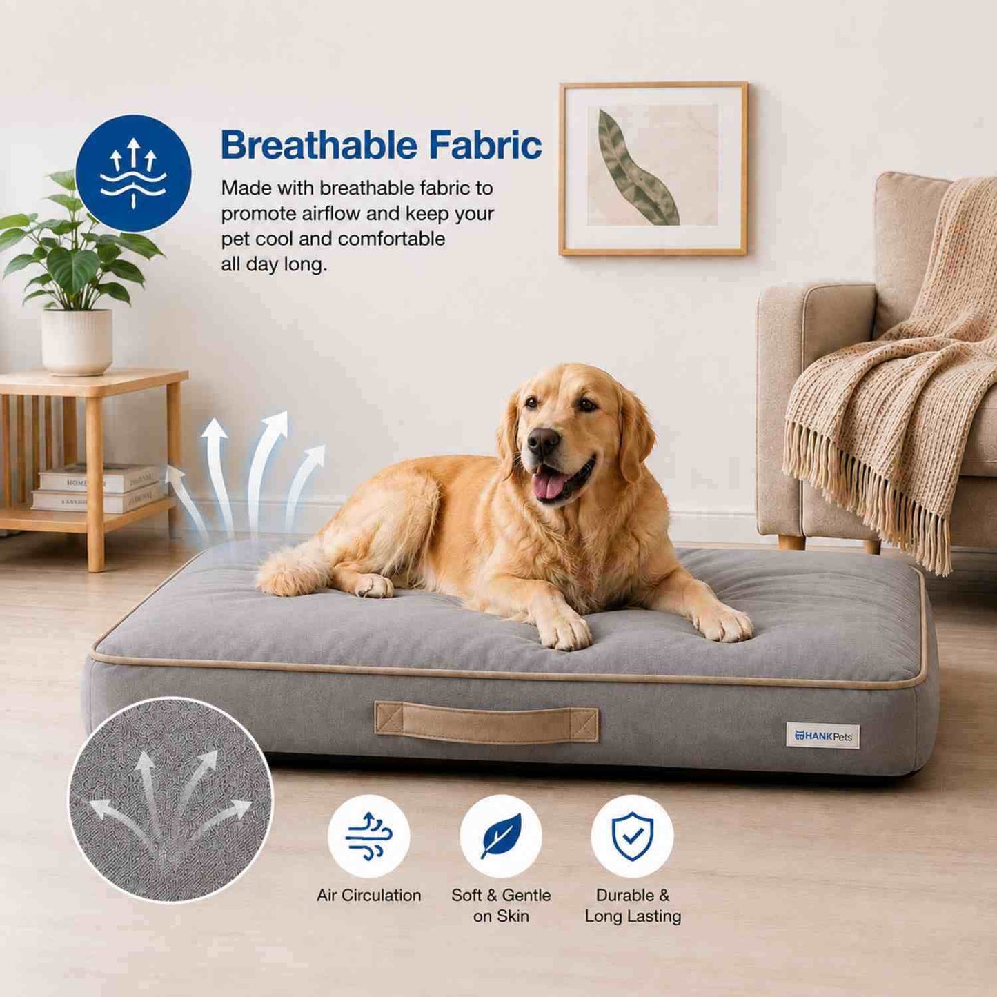 HANK CloudRest Premium Mattress Dog Bed | Anti Skid & Machine Washable (Grey)