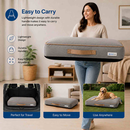 HANK CloudRest Premium Mattress Dog Bed | Anti Skid & Machine Washable (Grey)