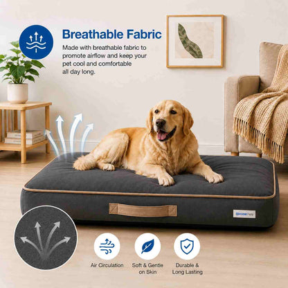HANK CloudRest Premium Mattress Dog Bed | Anti Skid & Machine Washable ( Dark Grey)