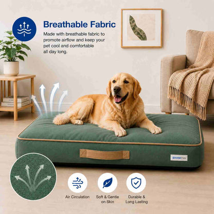 HANK CloudRest Premium Mattress Dog Bed | Anti Skid & Machine Washable (Sage Green)